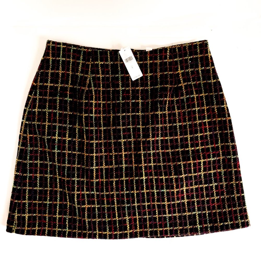 NWT anthro black plaid textured mini skirt